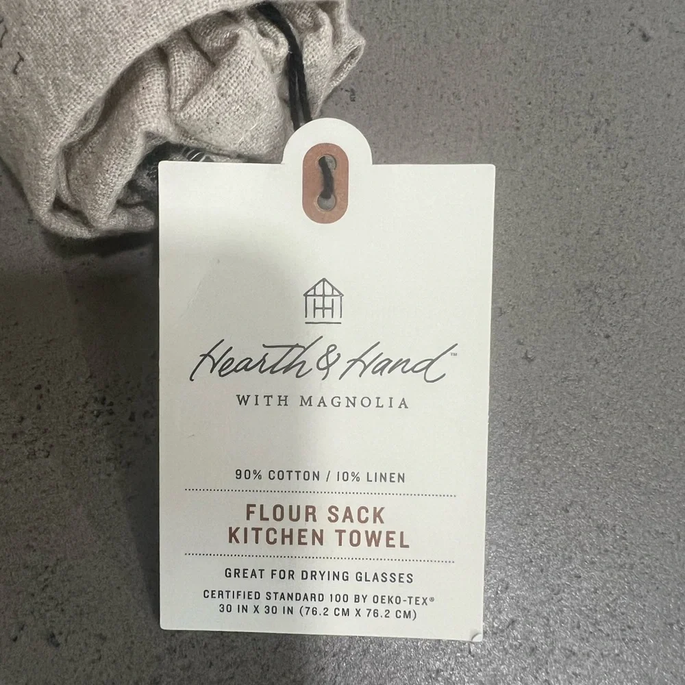 Hearth & Hand with Magnolia Flour Sack Kitchen Towel- set (5) w/ cookie recipe